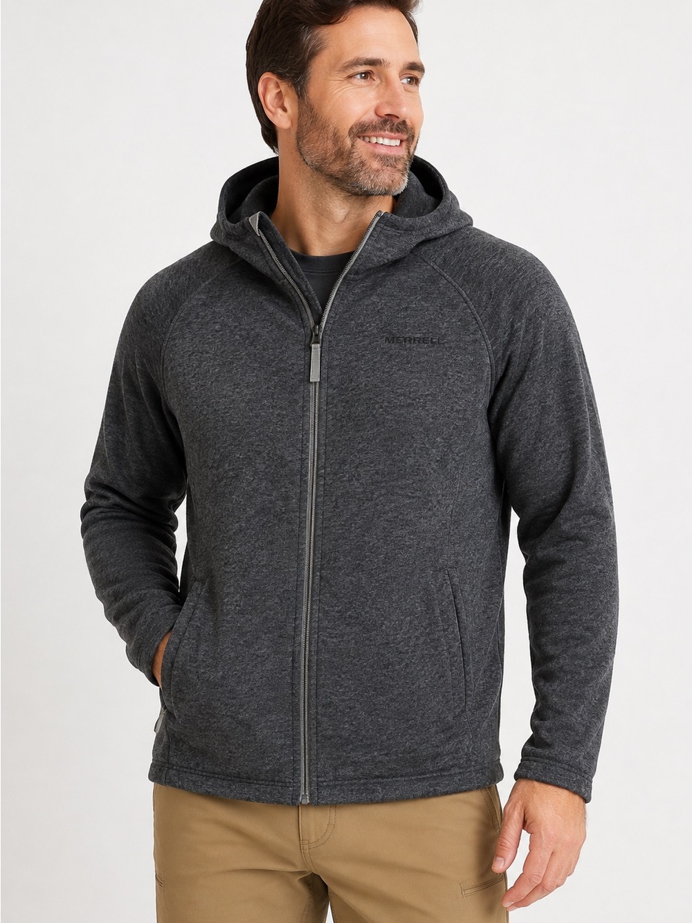 Merrell Charcoal Full-Zip Hooded Performance Jacket
